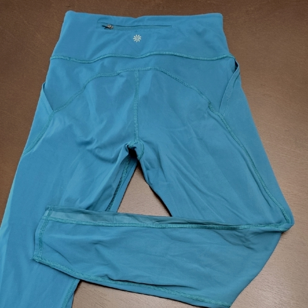 ATHLETA Women's S Teal High-Waisted Leggings‎ pockets